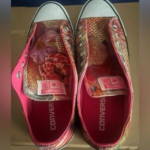 pink multi printed converse